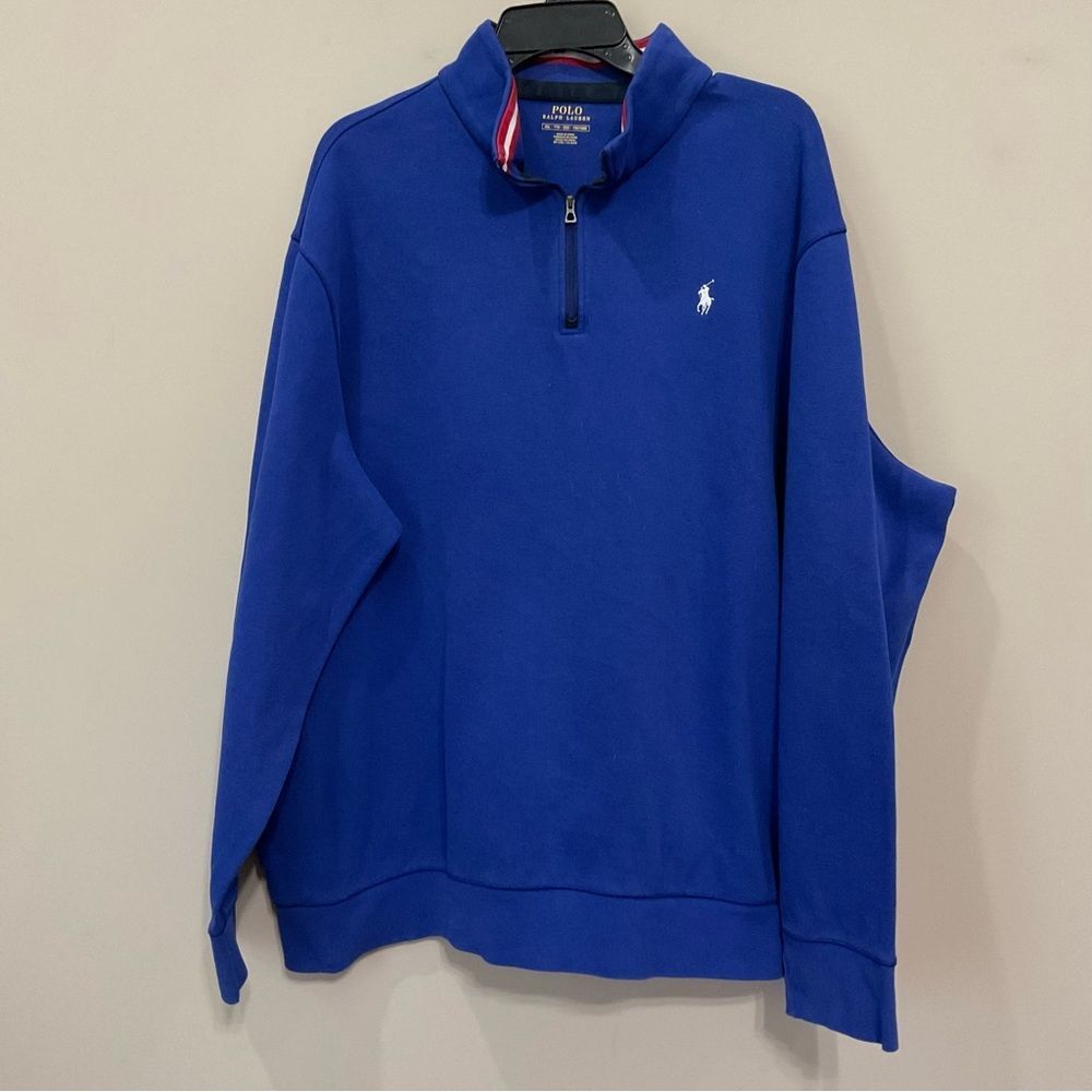 Polo Ralph Lauren Half ZIp Pullover Sweater Sz XXL Royal Blue Knit Sweatshirt